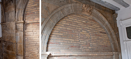 Arco ciego aparecido en el interior de portal, con huellas de óvalo y ventana rectangular