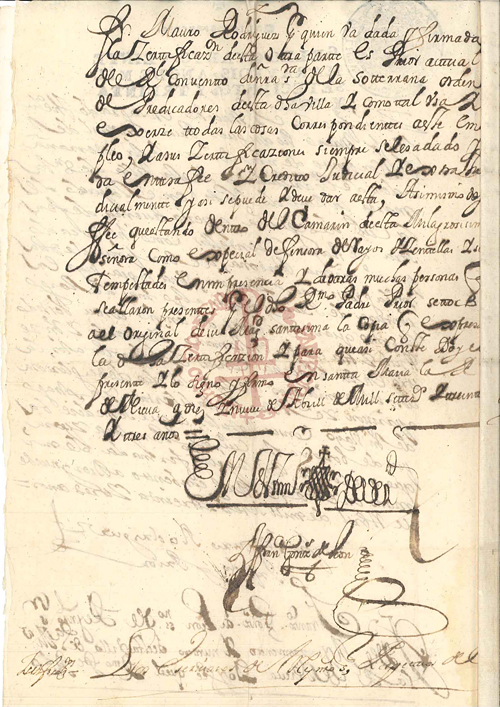 Certificado sobre el cuadro, tocado por la imagen original