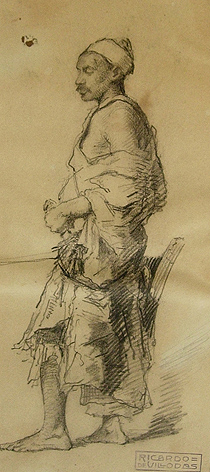 Tipo africano, carboncillo, 20,5 x 9,5 cm.