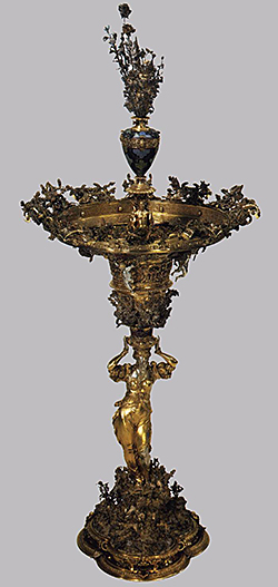 Copa, Wenzel Jamnitzer, Nuremberg, 1549, plata sobredorada, 100 cm alto (Amsterdam, Rijksmuseum)