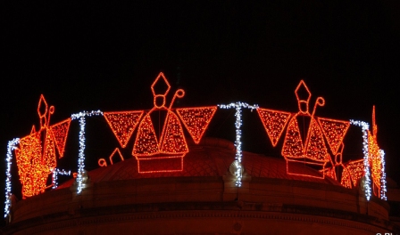 Decoracion luminosa del quiosco de la plaza del Castillo 