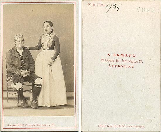 Hacia 1865, albúmina. CDV (10,5 x 6,3 cm), A. Armand, Burdeos, Francia.