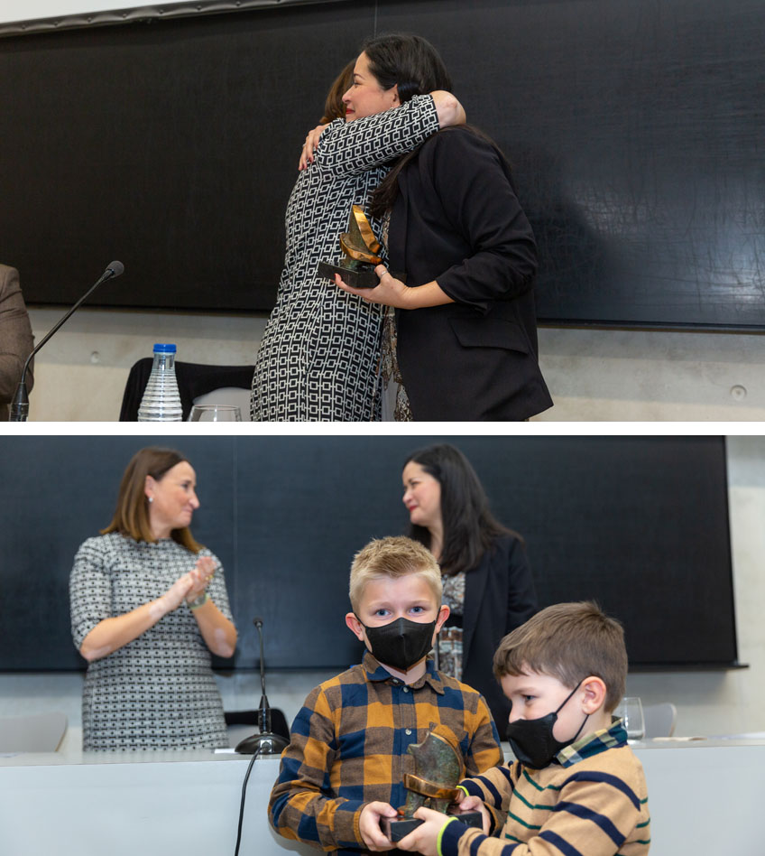 Rosaura Romero durante la entrega del premio Luka Brajnovic a su marido David Beriain